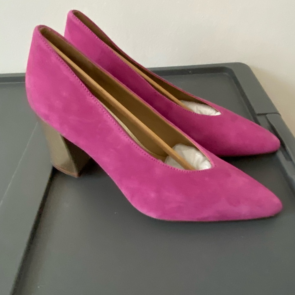 Pink and gold heels.